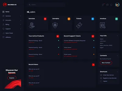 Client Area Template for Secured.gg clientarea dashboard game host hosting servers template ui ux web whmcs