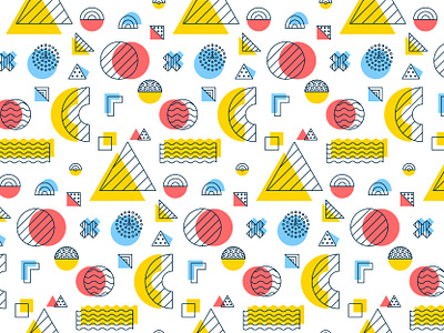 Abstract Memphis Seamless Background circle cross design dot form geometric geometrical icon illustration line memphis outline pattern square style triangle ve vector