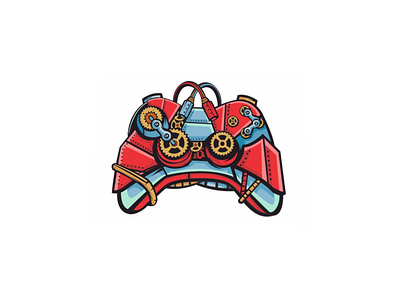 retro steampunk game stick logo 3d animation branding character design gaming gaming stick graphic design icon illustration illustrator joy stick logo motion graphics retro steampunk ui ux vector xbox