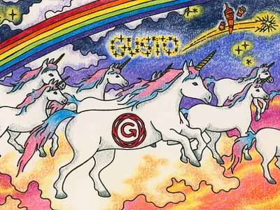 Gusto branding design illustration logo