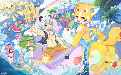 Magical Summer Waves design illustration