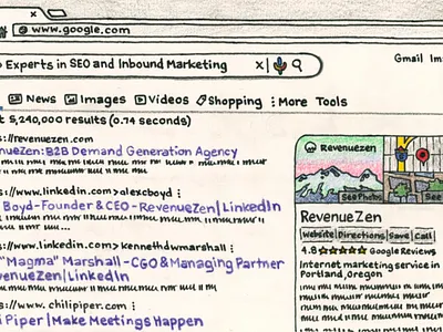 SEO RevenueZen branding design illustration logo