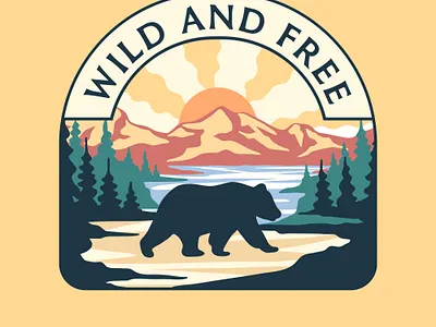 Wild and free adventure campfire campgire camping clothing designforsale explore forsale illustratio illustration lake mountain nature oautdoor outdoor outdoorapparel outdoorbrand outdoordesign wild
