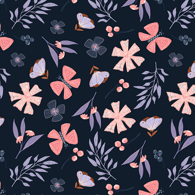 Crayon floral seamless pattern - Patternbank design fabrics seamless pattern