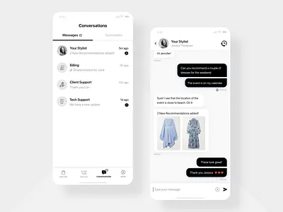 YX Private Client - Chat with your Stylist chat client ios messaging mobile schedule stylist ui