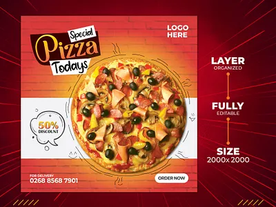 Pizza Social Media Banner I Social Media Add artwork banner ad banner design design facebook ads facebook banner facebook cover facebook post food food banner foodie instagram post instagram story restaurant branding