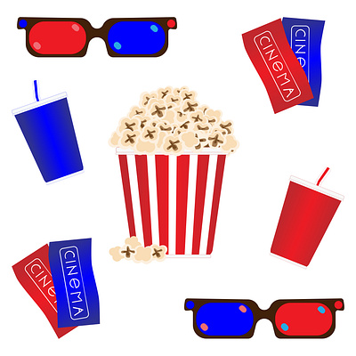 Cinema set 2d cinema design illustration set vector