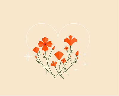 California Love botanical california california poppies floral florals flower flowers illustration lineart poppies poppy simple stroke vector