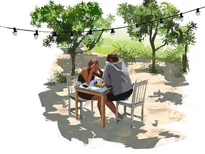 In the garden art design digital digital art digital sketch garden illustration nature people sketch