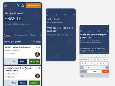 Spend request - Design test, mobile mobile ui