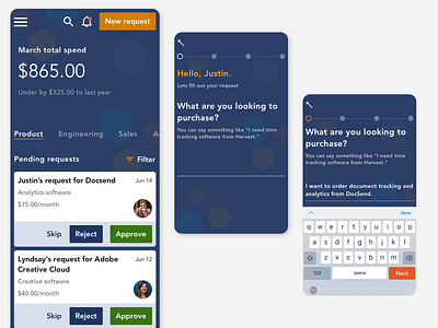 Spend request - Design test, mobile mobile ui