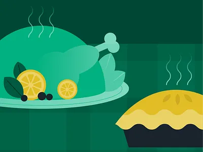 2020 Holiday Card Illustration - Seasonal Feast apple pie autumn dessert dinner fall feast food greeting card harvest holiday holiday card holidays illustration meal pie table thanksgiving turkey vector winter