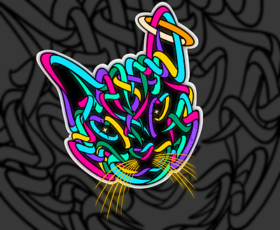 Abstract cat Shoker style animal artwork cat deaign design graffiti illustration lettering mural shoker sketch