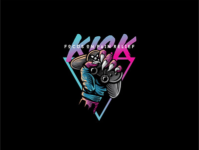 kick gaming logo branding character console design game gaming gaming stick hand hold icon illustration illustrator joy stick logo monster ui ux vector