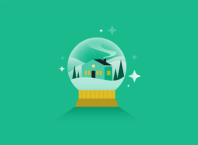 2020 Holiday Card Illustration - Snow Globe christmas holiday card holidays il illustration mountains season seasonal snow snow globe vector winter