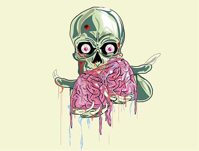 EatBrain alien apocaliptics argentina brain design draw illustration skull vector zombie