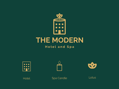 The Modern - Hotel Logo branding design gold graphic design green hotel illustration illustrator logo luxury minimal minimalist modern vector