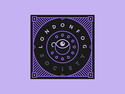 London Fog Society badge illustration typography