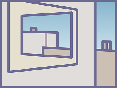 Office in a Small City badge comic design edward hopper geometric icon illustration journey minimal minimalism minimalist morandi project sketch trip vector vintage