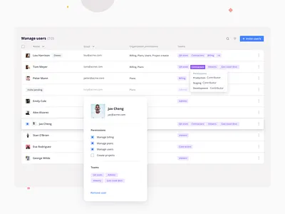 Users cards clean light rows shadows states table tables ui users ux web app