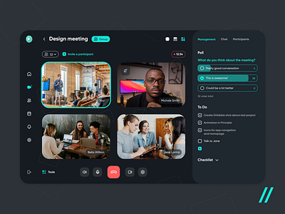 Video Conferencing Platform app call conference dark mode dashboard design mvp online platform purrweb redesign startup ui ux video video call video conference web website zoom