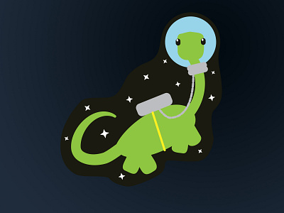 Bronto in Space design dino illustration sticker vector