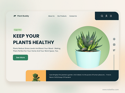 PLANT BUDDY LANDING PAGE debutshot design garden green hero section homepage icon indoor plants landing page minimal nature new plantcare plants trending typography ui web webdesign website