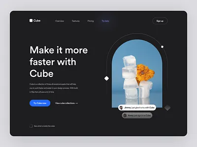 Cube · Hero Header app clean design header hero hero header illustration interface landing page minimal typography ui ui assets ui design ui kit ux ux design web design website