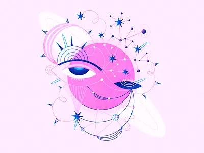 Pink Supermoon astrology character cosmic illustration magic moon pink procreate space super vector