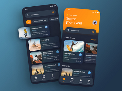 Events mobile application activities application dark design events graphic design mobile mobile application mobile design sport ui ui ux ui design uidesign uiux ux ux design ux ui uxdesign uxui