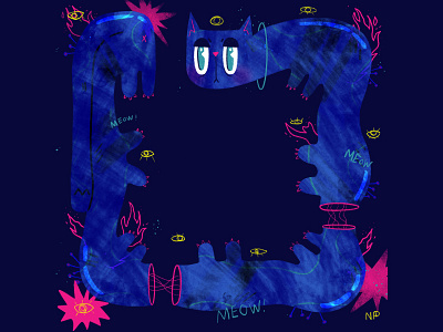 Galactic Sausage Cat boring cat character design creepy cute digital illustration flashy galactic graphic design illustration instagram naive style procreate sausage social media space women art women empowerment