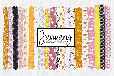 January Pattern Brushes | Glitter Procreate Brushes new year procreate brushes