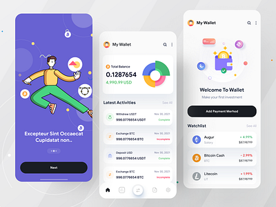 Cryptocurrency Wallet App app design branding crypto crypto wallet cryptocurrency cryptocurrency app dribbble fin tech finance fintech fintech app ofspace ofspace agency website design