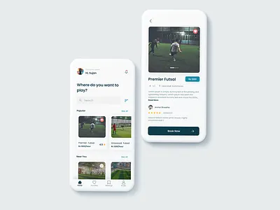 Futsal Booking App app design booking app design football futsal graphic design minimalistic mobile app mobile design order sports sports app travel app ui ui design uiux ux