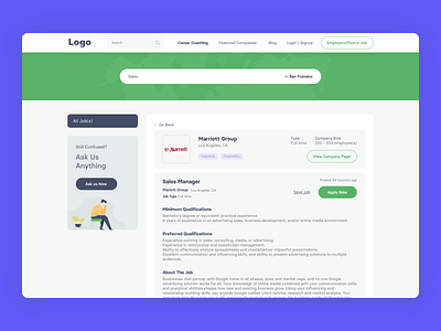 Job Search Platform - Job Detail clean design find job illustration interface job job description job platform jobresult jobsearch jobsite ui uidesign ux uxdesign web webapp website