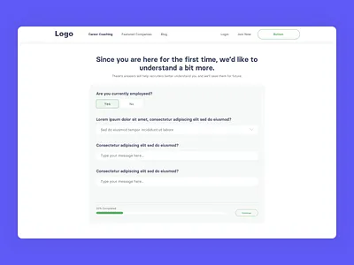 Job Search Platform - Assessment assessment branding clean design findjob illustration interface job joblisting jobsearch jobsite questions ui uidesign user interface userexperience ux uxdesign web website