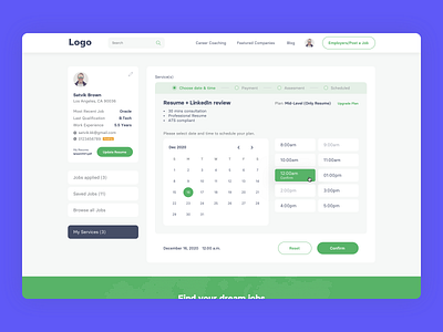 Job Search Platform - Date & time selection clean date time date selection design find job illustration interface job listing search job ui ui design user experience user interface ux ux design visual design web webapp website