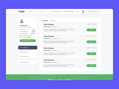 Job Search Platform - Applied Jobs applied jobs clean design illustration interface job job listing job result jobs jobsite ui ui design user experience user interface ux ux design web webapp website