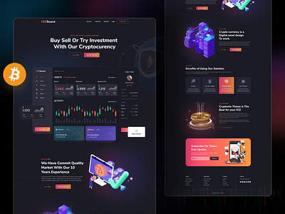 Cryptocurrency Landing Page Exploration 3d 3d art animation bitcoin blockchain crypto crypto exchange crypto wallet cryptocurrency dark mode dark theme ethereum motion graphics nft landing page exploration nftart token ui ui ux virtual coin virtual money