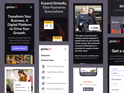 Glofox - Mobile fitness interface mobile saas ui web