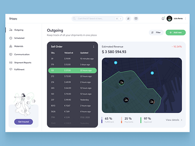 Shippy - Shipment tracking service bar dashboard design icon icons illustration interface inventory map menu mobile navigation orders points product design separator web design