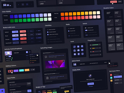 Stagecast - Design System app bootstrap branding button design clean corporate design dark app dark design dark interface dark theme dark ui design design manual design system figma flat graphic design input fields ui ux