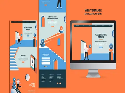 e-wallet app web templete branding design mockup template web design web template