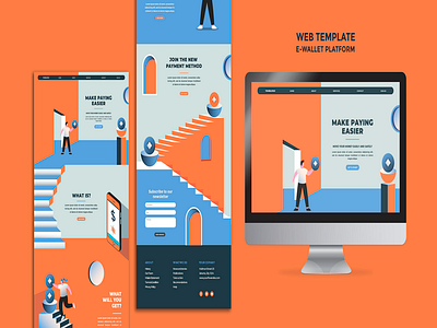 e-wallet app web templete branding design mockup template web design web template
