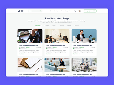 Job Search Platform - Blog List blog design blog listing blog page blogs clean design illustration interface job search jobsite ui ui design user experience user interface ux ux design web webapp website