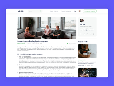 Job Search Platform - Blog Details blog blog page blogs branding clean design illustration interface job search jobsite ui ui design user experience user interface ux ux design visual design web webapp website