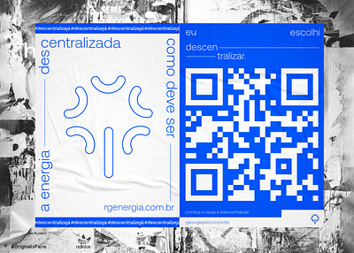 RG Energia ad campaign posters ad billboard blue brand branding campaign logo logotype poster qr code white and blue