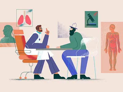 Doctor's office animation character illustration design doctor health healthcare hospital medicine oud pain styleframe substance abuse