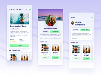 🏄‍♀️ Surf Camps Mobile App • Find your Surf Camp daily 100 challenge dailyui dailyuichallenge mobile mobile app mobile ui surf surf camps surfer surfing ui ui design ui designer uiux