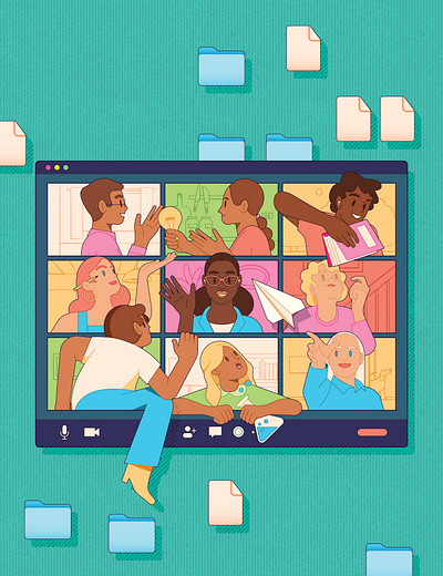 Education character digital editorial education folioart illustration kiki ljung magazine cover vector zoom